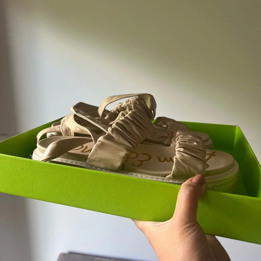 Cream Ruched Sandals - Picture 5 of 6
